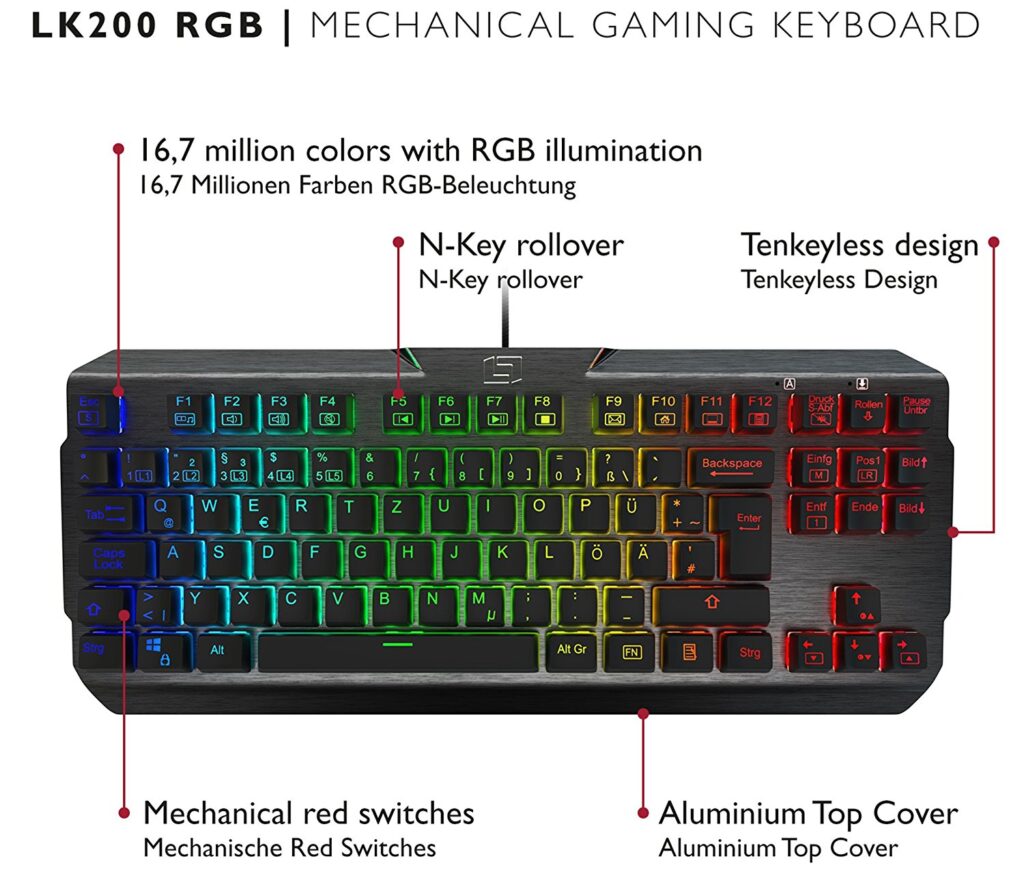 LK 200 RGB ansicht Lioncast LK200 RGB Gaming Tastatur bei uns im Test