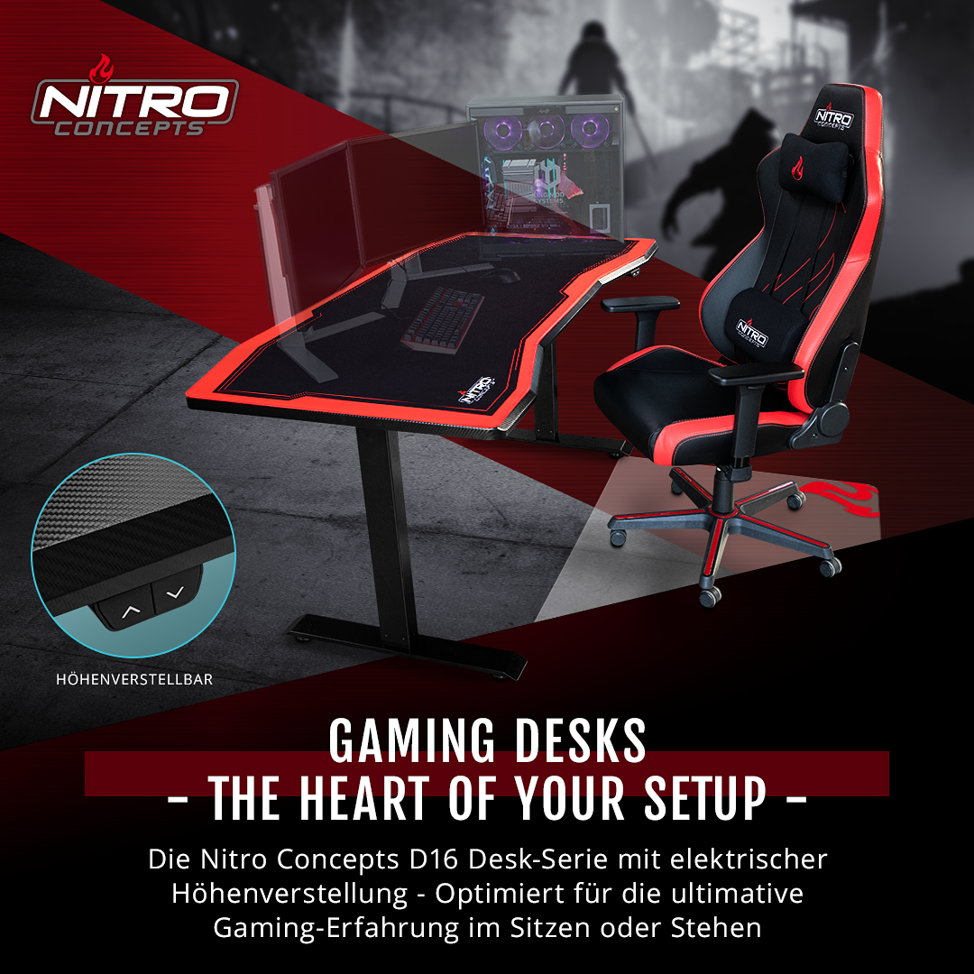 BRANDNEU bei Caseking – The Heart of Your Setup: Nitro Concepts D16 Gaming-Tische
