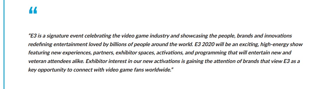 ESA Statement Quote E3 2020 ohne Sony