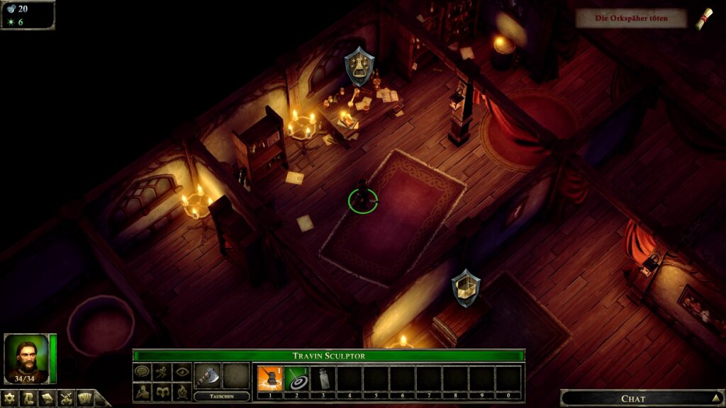Screenshot Raeume in der Taverne mit verschiedenen Optionen Das Schwarze Auge: Book of Heroes ab heute auf Steam erhältlich