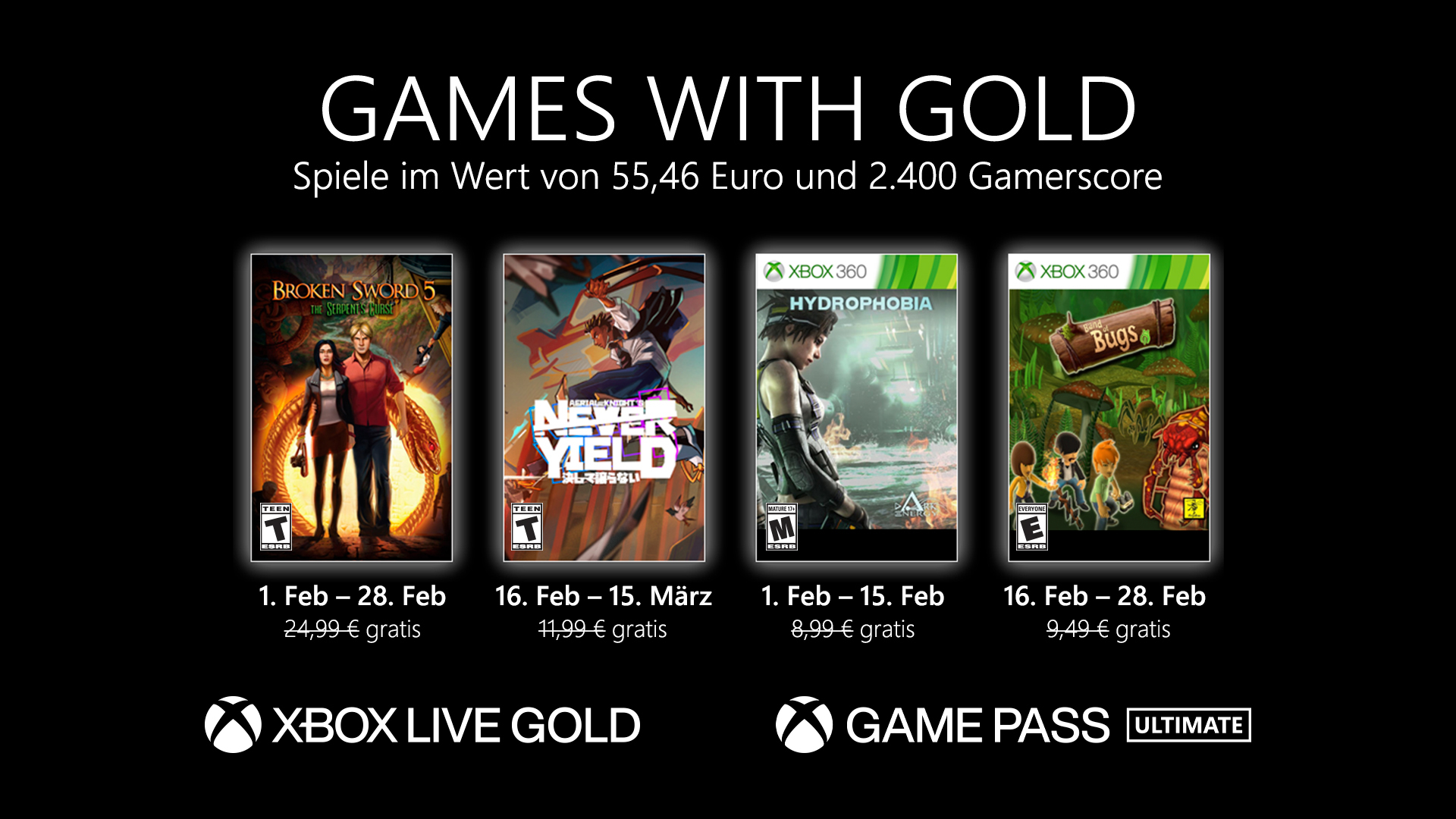 Games with Gold: Diese Spiele gibt es im Februar gratis