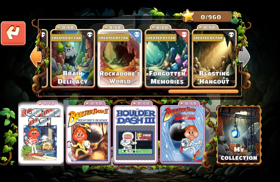 Menu Boulder Dash 40th Anniversary Edition im Test