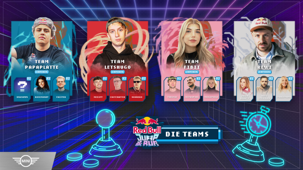 16x9 Austellung Teams mit Logo Creator-Showdown im Speedrun-Modus: Red Bull Jump & Run geht in die zweite Runde