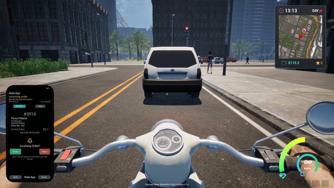 02 Express Rider Simulator im Test: Einzigartiger Mix aus Motorrad, Lieferstress und der Traum vom eigenen Streaming-Kanal